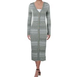 Free People Ocean Blue Green Cozy up Long Cardigan Sweater Dress Women's Medium